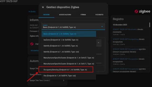 Aggiornamento Firmware Sonoff SNZB-06P direttamente da ZHA e settaggio sensibilità