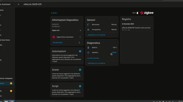 Sonoff SNZB-03P in Home Assistant con ZigBee Home Automation