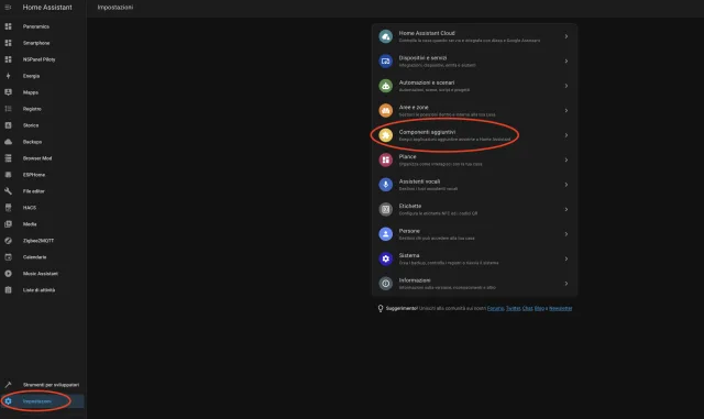 componenti aggiuntivi Home Assistant