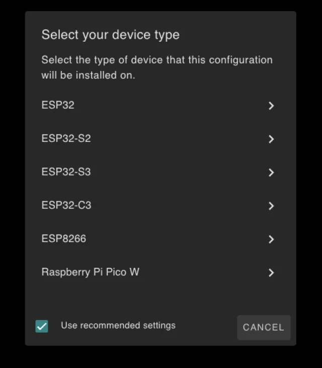 tipologia di esp su esphome