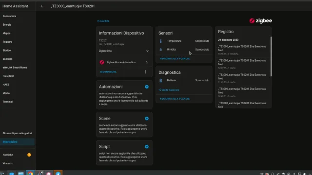 Integrazione in Home Assistant con sensore terreno Zigbee tramite ZigBee Home Automation