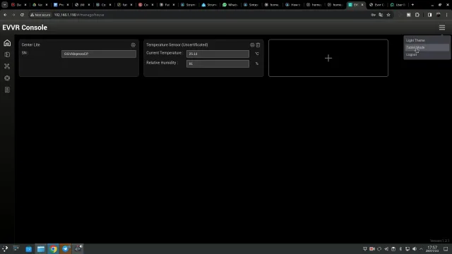 EVVR Center Lite interfaccia web