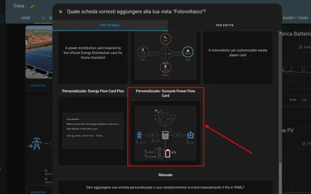 Sunsynk Power Flow aggiunta scheda a plancia