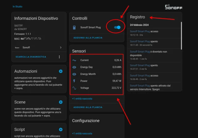 Integrazione Sonoff iPlug S60 in Home Assistant