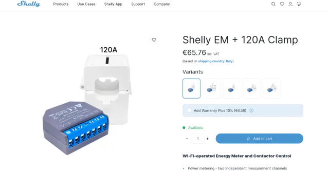 ShellyEM prezzo sullo store Shelly