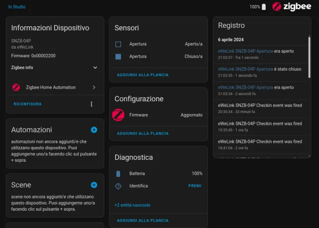 Sonoff SNZB-04P integrazione Home Assistant ZHA