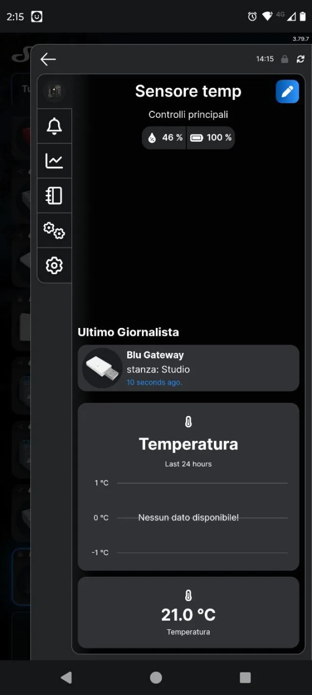 schermata principale app Shelly Smart Control per Shelly BLU H&T