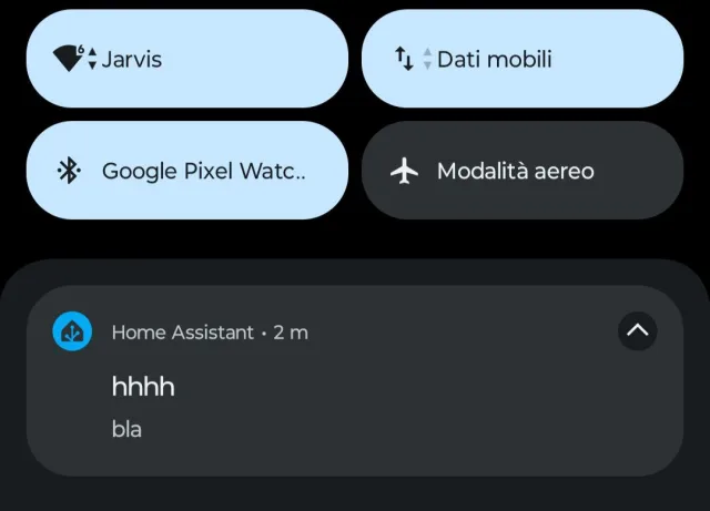 esmpio di notifica premendo il pulsante sullo Shelly BLU H&T