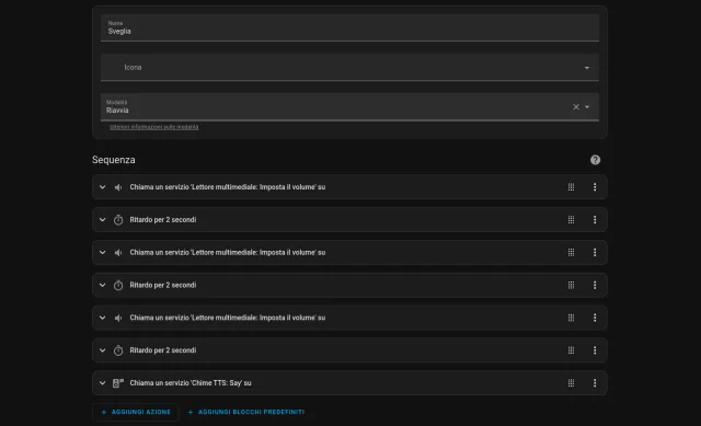 elenco azioni per script sveglia di Tony Stark