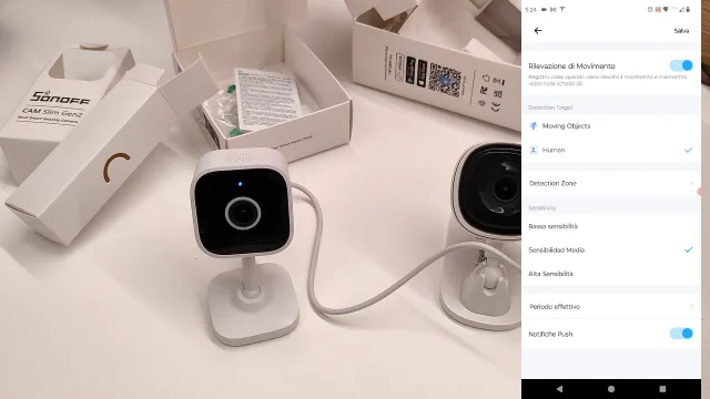 Sonoff Cam Slim Gen2 personalizzazione rilevazione movimento
