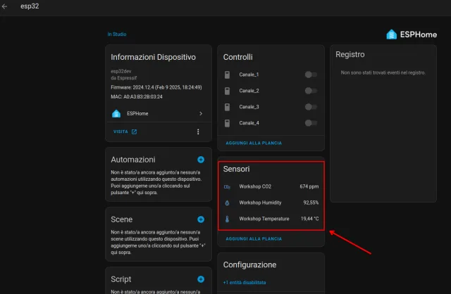 Integrazione sensore SCD40 in Home Assistant tramite ESPHome