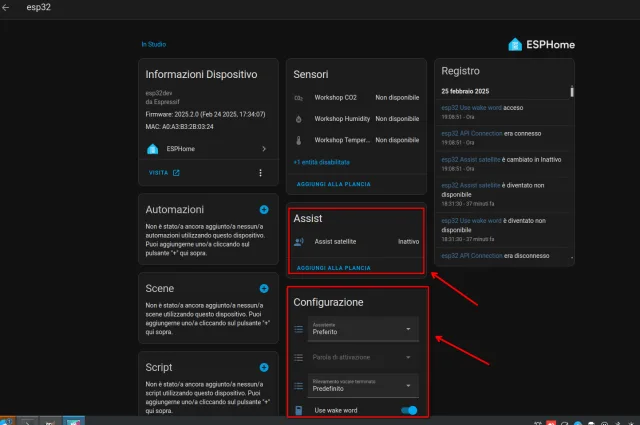 Voice Assist realizzato con un ESP32 e ESPHome con risposta su speaker esterno!