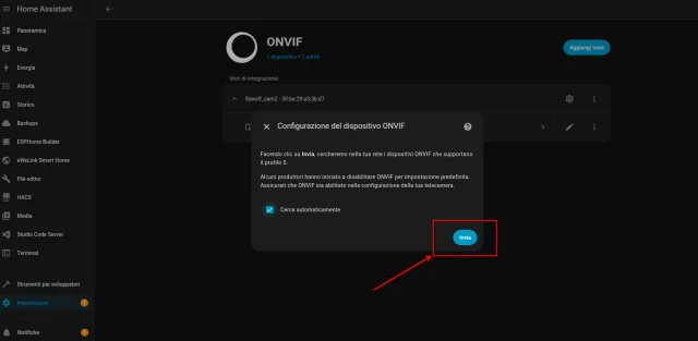 Sonoff CAM-PT2 Onvif su Home Assistant con integrazioni comandi PTZ