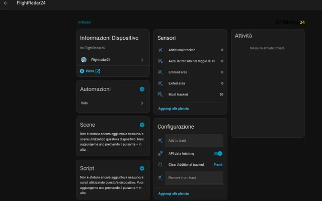 Traffico aereo sotto controllo su Home Assistant con flightradar24