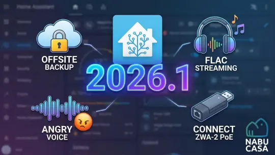 Home Assistant 2026.1: Il Cloud si Evolve (Backup Offsite, FLAC e Voci Arrabbiate)